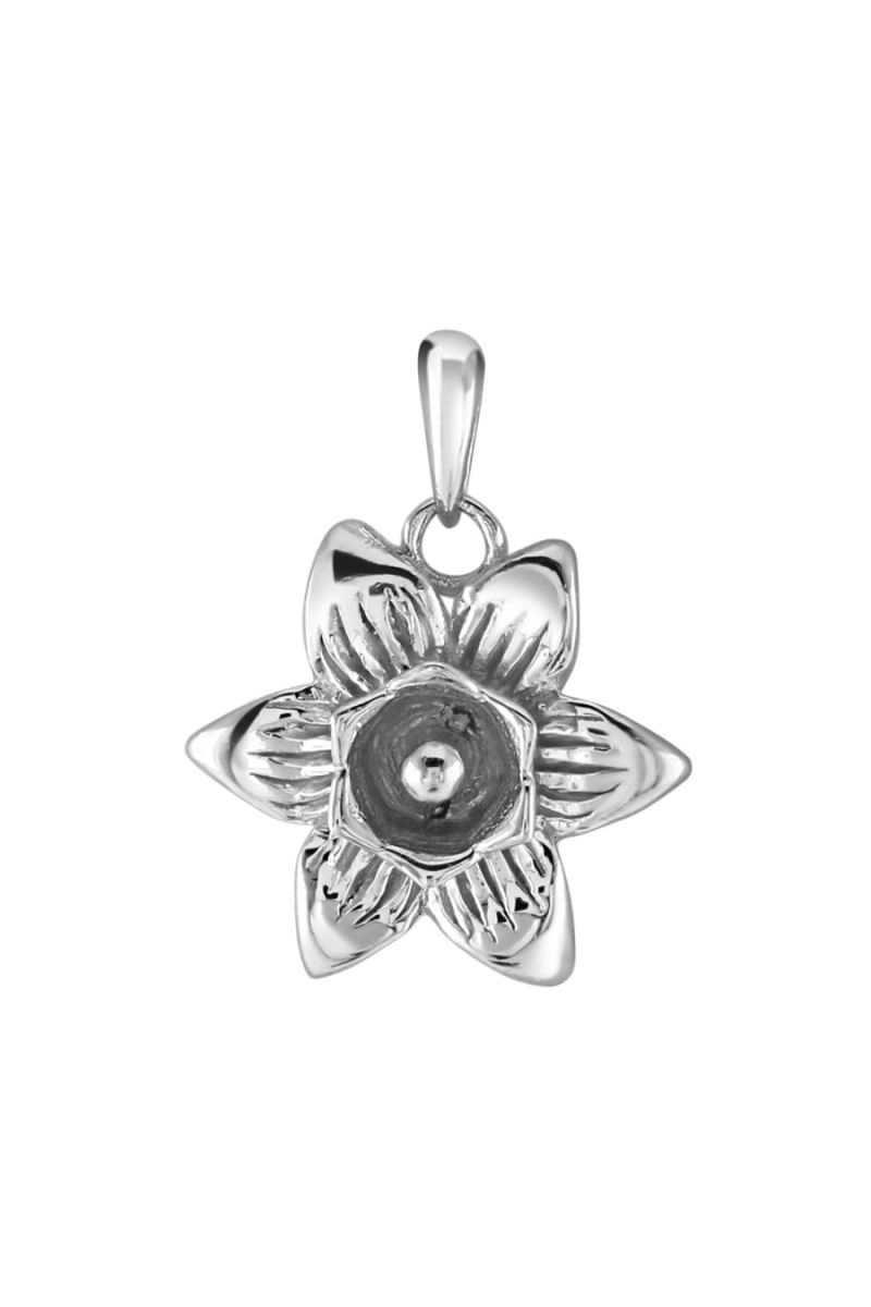 Sterling Silver Daffodil March Flower Pendant Head