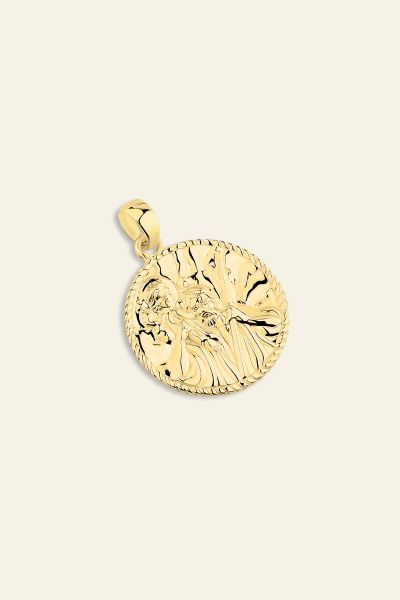 Gold Plated Sterling Silver Round St Christopher Pendant