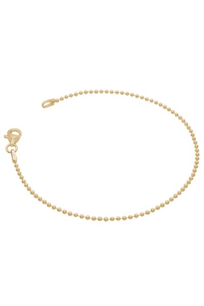 Yellow Gold Plated Sterling Silver 1.5mm Ball Bead Link Bracelet with Chain