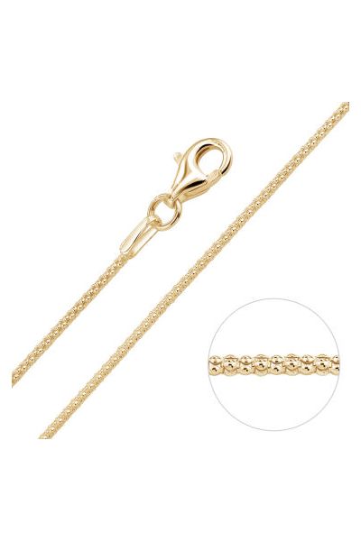  9ct Yellow Gold Plated 1.2mm Popcorn Chain Necklace