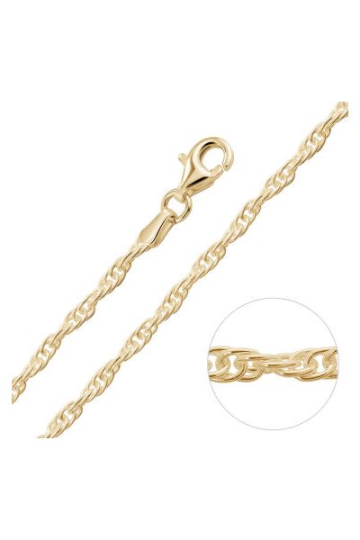  9ct Yellow Gold Plated 2mm Loose Rope Prince Of Wales Chain Necklace