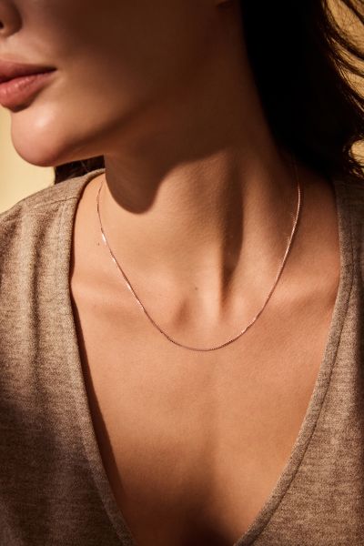 9ct Rose Gold plated  1mm Box Chain Necklace