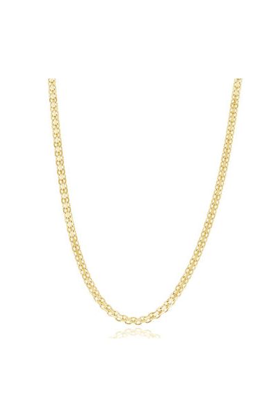 Yellow Gold Plated Sterling Silver 2.4mm Bismark Chain Necklace