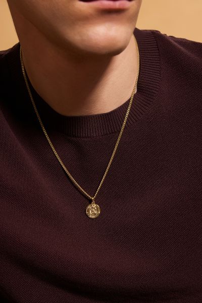 Gold Plated Sterling Silver 16mm Round St Christopher Necklace