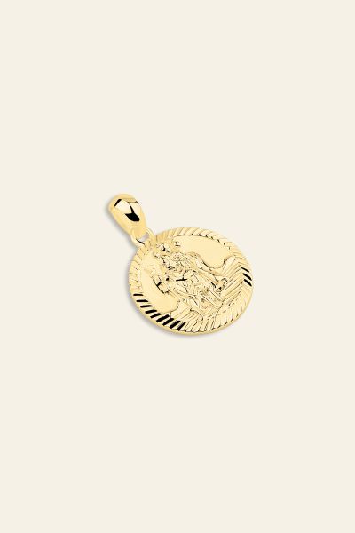 Gold Plated Sterling Silver 16mm Round St Christopher Pendant
