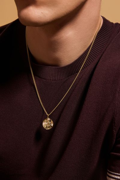 Gold Plated Sterling Silver 20mm Round St Christopher Necklace