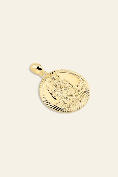 Gold Plated Sterling Silver 20mm Round St Christopher Pendant
