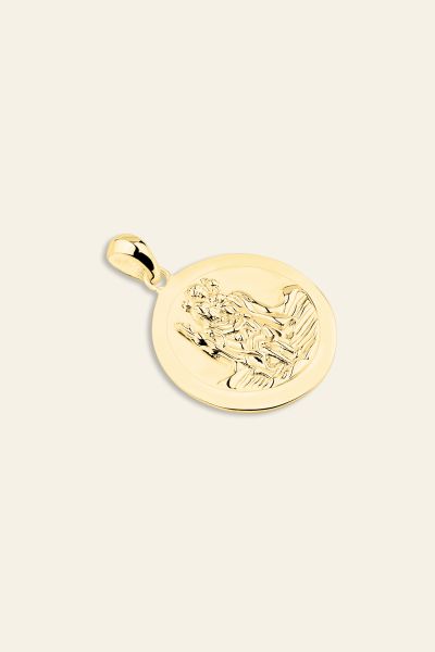 Gold Plated Sterling Silver 20mm Round St Christopher Pendant