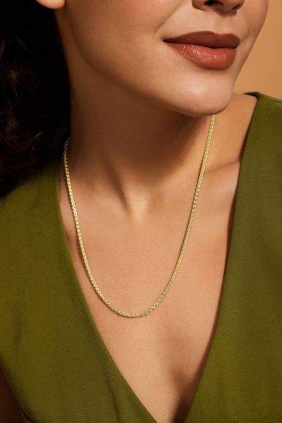 9ct Yellow Gold Plated Sterling Silver 2.5mm Spiga Wheat Chain