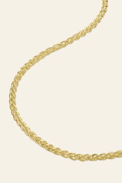 9ct Yellow Gold Plated Sterling Silver 2.5mm Spiga Wheat Chain