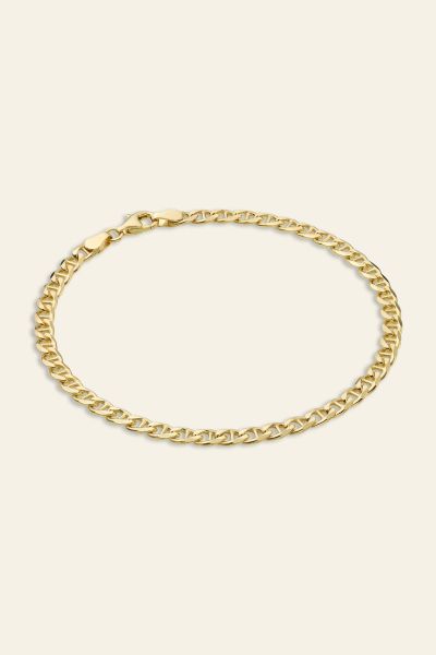 9ct Yellow Gold Plated Sterling Silver 3.7mm Diamond Cut Marina Bracelet
