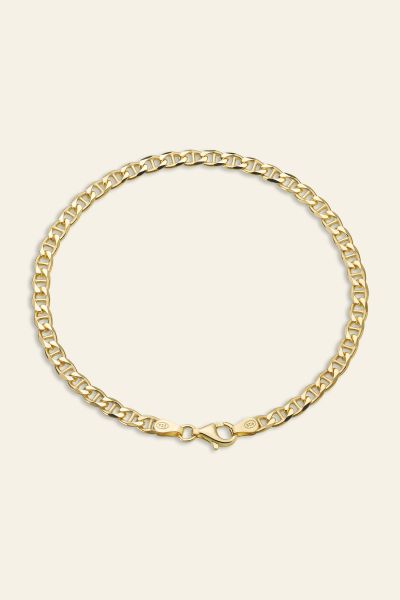 9ct Yellow Gold Plated Sterling Silver 3.7mm Diamond Cut Marina Bracelet
