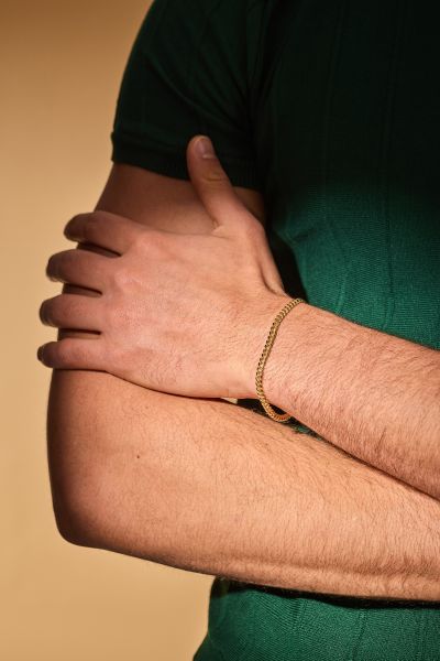 9ct Yellow Gold Plated Sterling Silver 4.2mm Cuban Bracelet