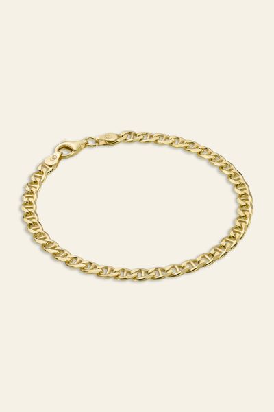 9ct Gold Plated Sterling Silver 4.6mm Diamond Cut Marina Bracelet