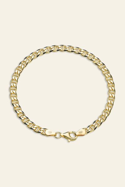 9ct Gold Plated Sterling Silver 4.6mm Diamond Cut Marina Bracelet