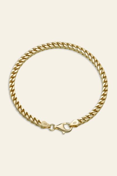 9ct Gold Plated Sterling Silver 4mm Franco Bracelet