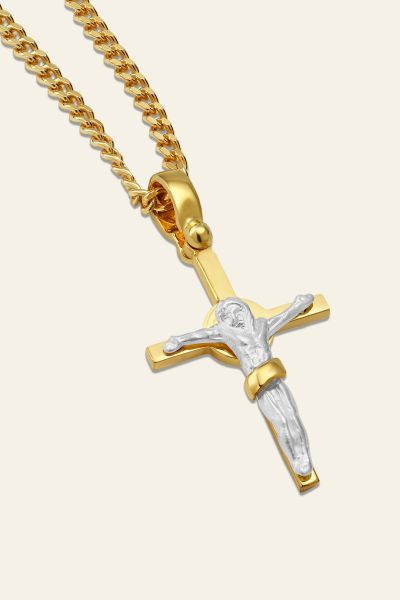 Gold Plated on Sterling Silver Celtic Crucifix Cross Necklace
