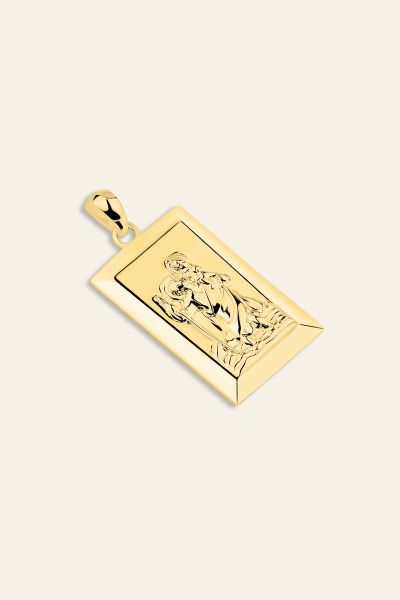 Gold Plated Sterling Silver Large Rectangle St Christopher Pendant