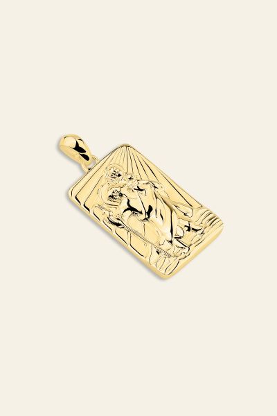 Gold Plated Sterling Silver Large Rectangle St Christopher Pendant