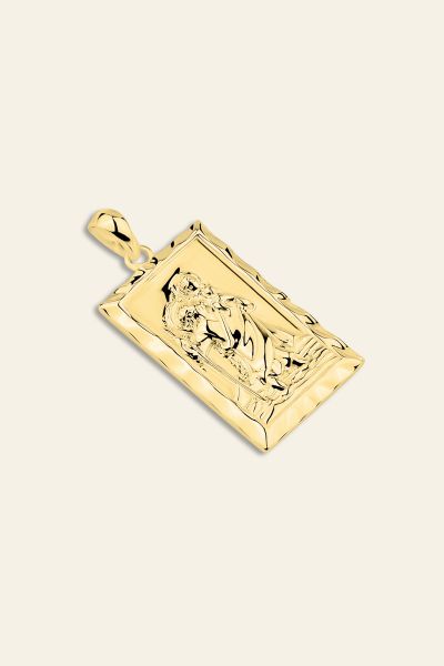 Gold Plated Sterling Silver Large Rectangle St Christopher Pendant