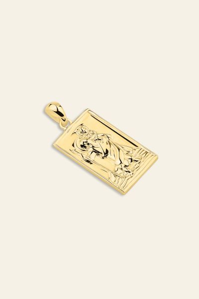 Gold Plated Sterling Silver Medium Rectangle St Christopher Pendant