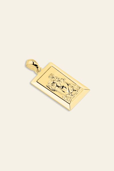 Gold Plated Sterling Silver Medium Rectangle St Christopher Pendant