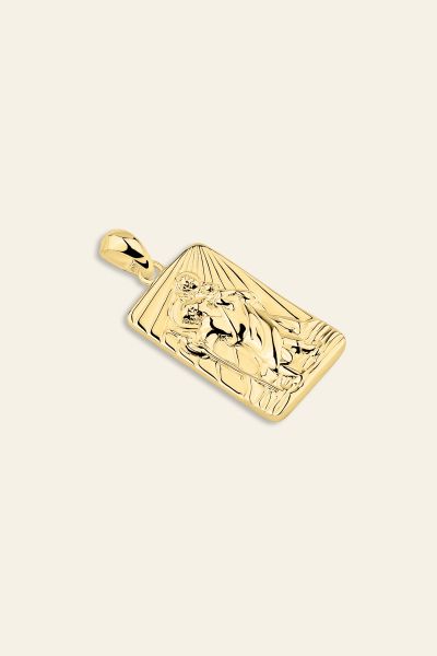 Gold Plated Sterling Silver Medium Rectangle St Christopher Pendant