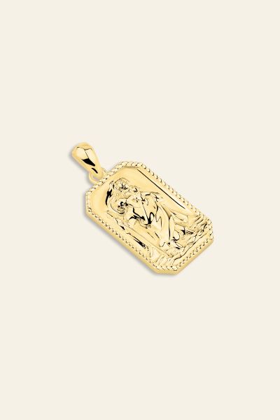 Gold Plated Sterling Silver Medium Rectangle St Christopher Pendant