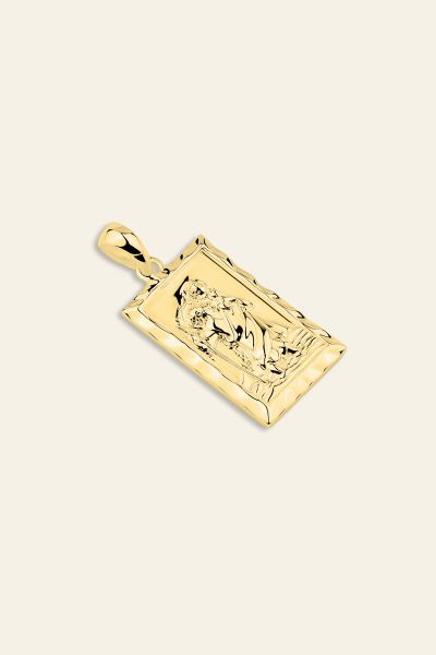 Gold Plated Sterling Silver Medium Rectangle St Christopher Pendant