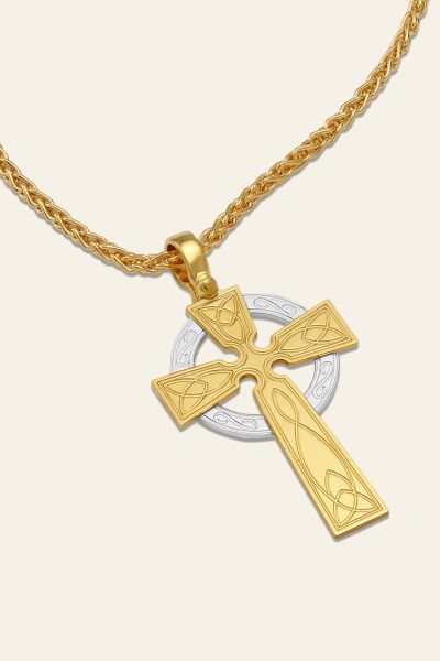 Gold Plated on Sterling Silver Celtic Cross Necklace