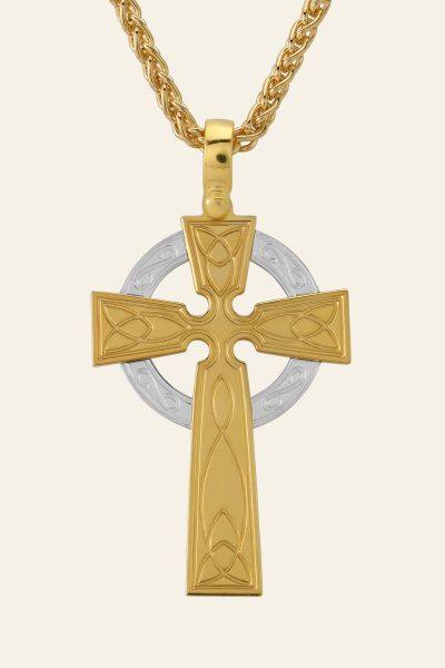 Gold Plated on Sterling Silver Celtic Cross Necklace