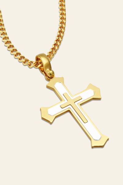 Gold Plated on Sterling Silver Cleche Cross Necklace