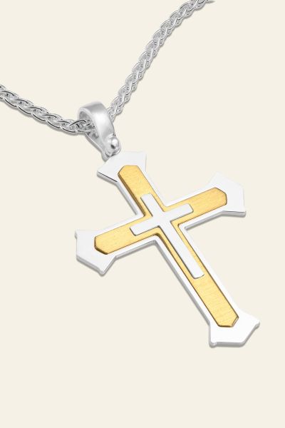Gold Plated on Sterling Silver Cleche Cross Necklace