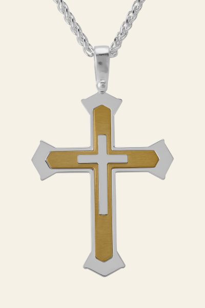 Gold Plated on Sterling Silver Cleche Cross Necklace