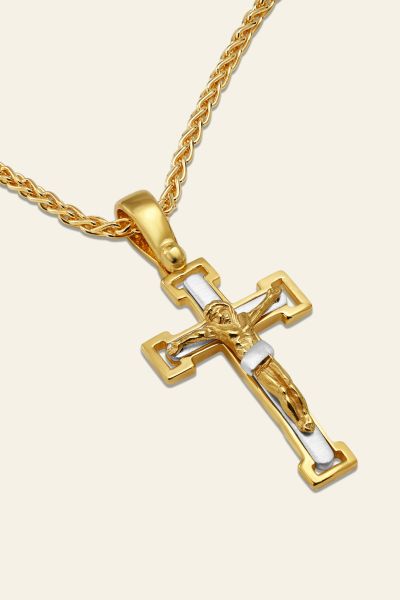 Gold Plated on Sterling Silver Crucifix Cross Necklace