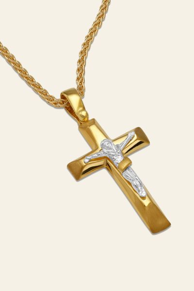 Gold Plated on Sterling Silver Crucifix Cross Necklace