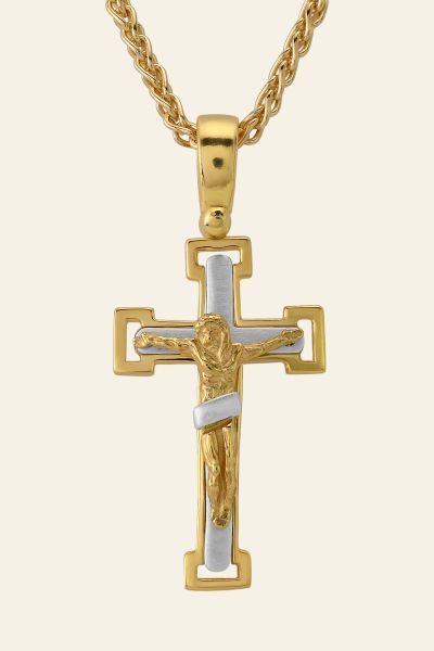 Gold Plated on Sterling Silver Crucifix Cross Necklace
