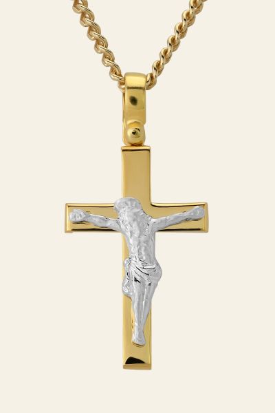 Gold Plated on Sterling Silver Crucifix Cross Necklace