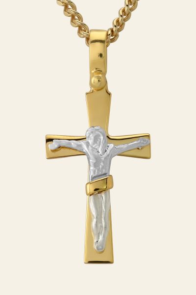 Gold Plated on Sterling Silver Crucifix Cross Necklace