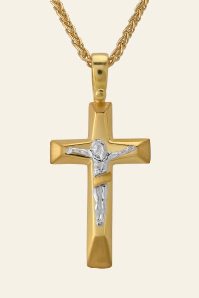 Gold Plated on Sterling Silver Crucifix Cross Necklace