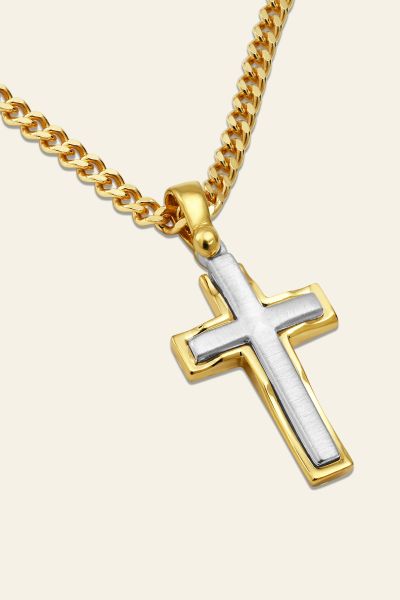 Gold Plated on Sterling Silver Cross Necklace