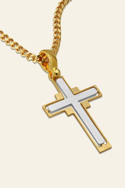 Gold Plated on Sterling Silver Cross Necklace