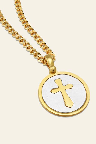 Gold Plated on Sterling Silver Cross Necklace