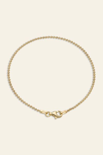Yellow Gold Plated Sterling Silver 1.5mm Ball Bead Link Bracelet