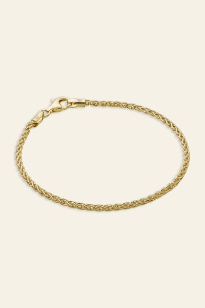 9ct Yellow Gold Plated Sterling Silver 2.5mm Spiga Wheat Bracelet