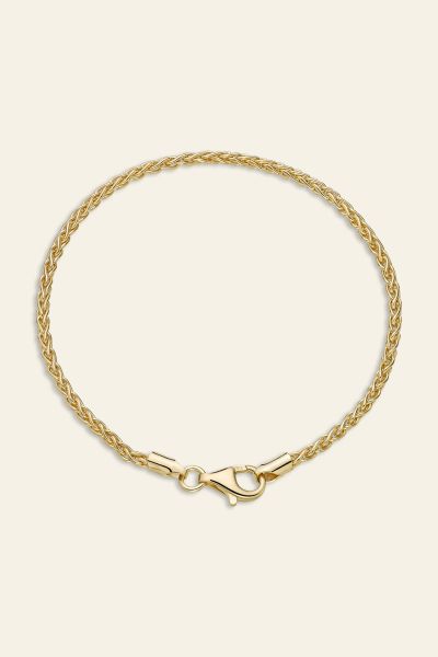 9ct Yellow Gold Plated Sterling Silver 2.5mm Spiga Wheat Bracelet