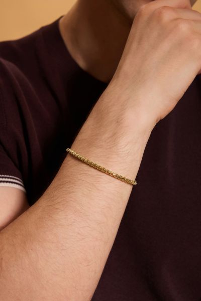 9ct Gold Plated Sterling Silver 3.7mm Rounded Box Bracelet