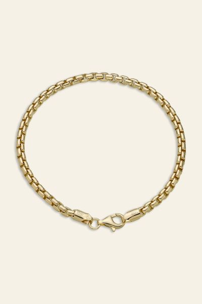 9ct Gold Plated Sterling Silver 3.7mm Rounded Box Bracelet