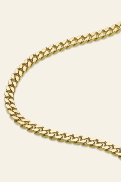 9ct Yellow Gold Plated Sterling Silver 4.2mm Diamond Cut Square Curb Chain