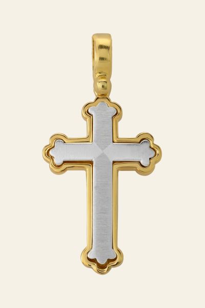 Gold Plated on Sterling Silver Budded Cross Pendant
